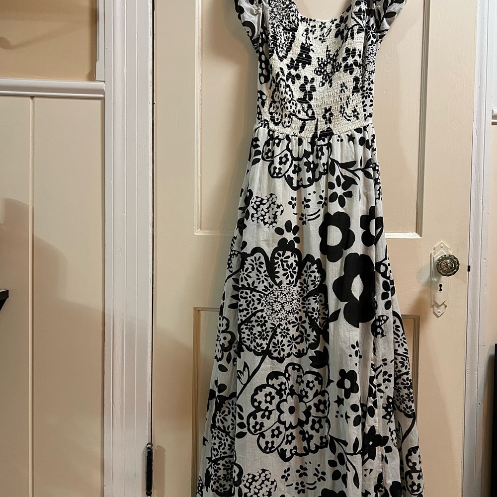 Floral Black and White Women's Dress
